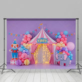 Aperturee - Aperturee Warm Color Circus Balloon Flags Cake Smash Backdrop